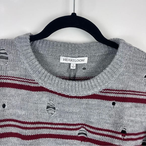 NEW Heartloom Distressed Striped Crewneck Sweater Size Small - Picture 5 of 9